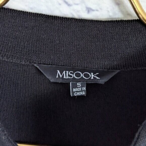 Misook Floral Embroidered Knit Jacket S Black Blue Long Sleeve Designer Classic - Picture 4 of 5